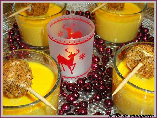 VELOUTE DE CAROTTES ET BOULETTES DE FOIE GRAS PANEES