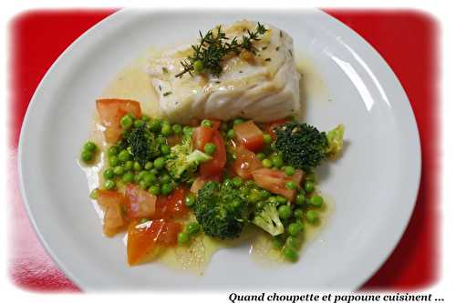 POISSON AU FOUR A L'HUILE D'OLIVE, VIERGE DE LEGUMES