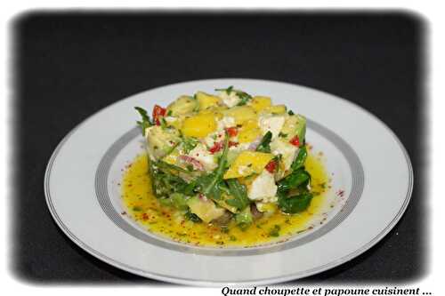 TARTARE DE MOZZARELLA DI BUFALA A LA MANGUE, AVOCAT ET ROQUETTE