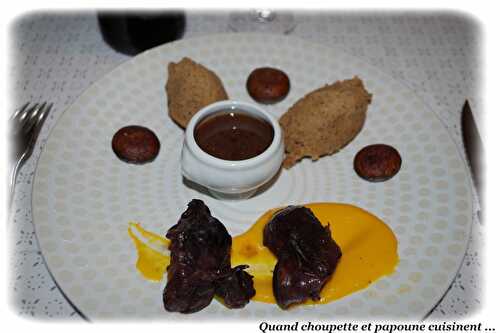 RAGOUT DE CERF, PUREE DE MARRON ET COULIS DE POTIRON