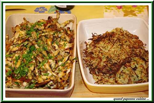 CUISSES DE GRENOUILLES, RÂPES DE POMMES DE TERRE MAISON ET SALADE DE PISSENLITS