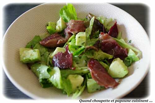 SALADE VERTE/AVOCAT ET GESIERS DE CANARD CONFITS