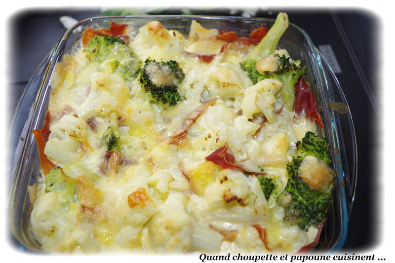 GRATIN DE CHOU-FLEUR ET BROCOLI AU JAMBON