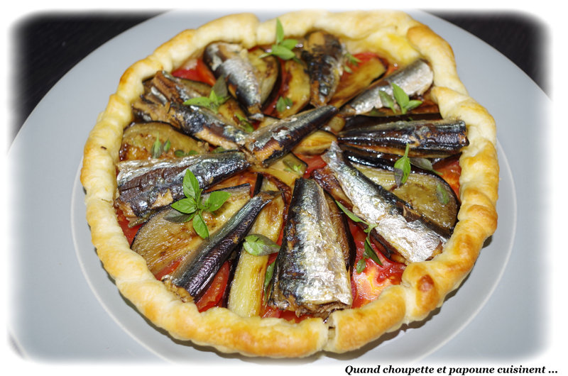 TARTE SARDINES, AUBERGINE ET TOMATE