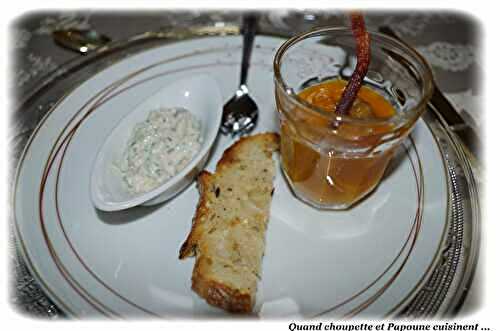 RILLETTES DE SARDINES AUX CÂPRES - PETITES VERRINES DE VELOUTE DE POTIMARRON AU LARD ET AUX CHÂTAIGNES