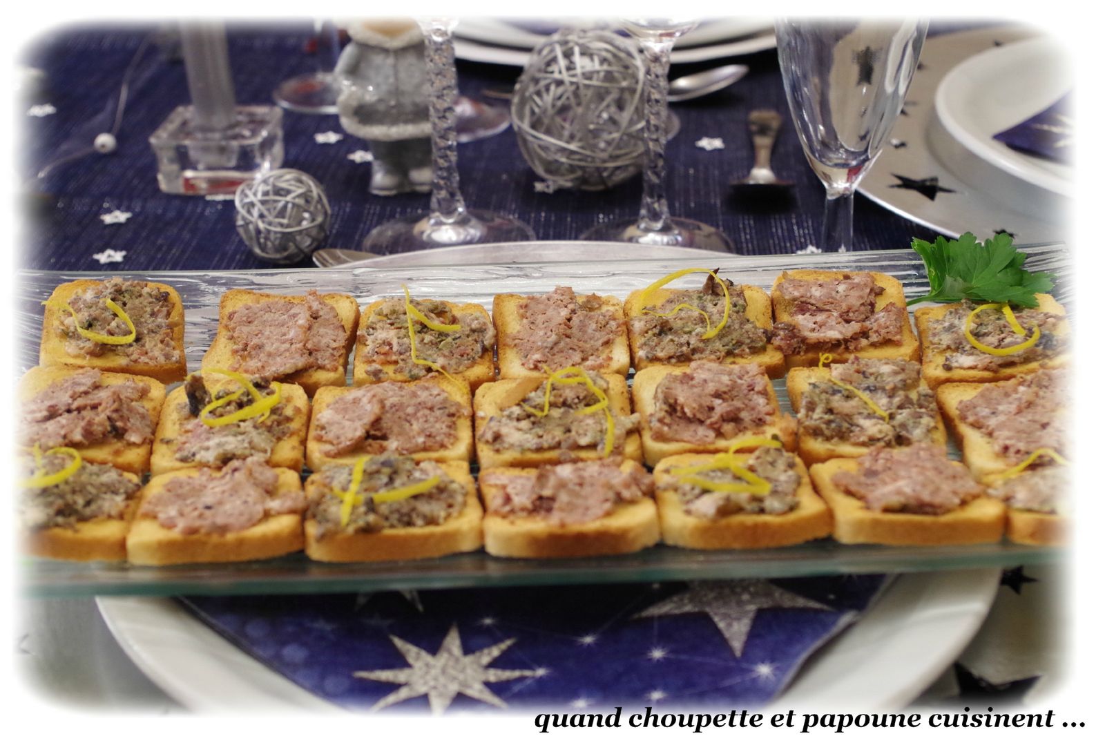 TOASTS TERRINE D'ESCARGOTS ET TERRINE DE LIEVRE AU BANYULS / CASSOLETTES D'ESCARGOTS AUX CEPES