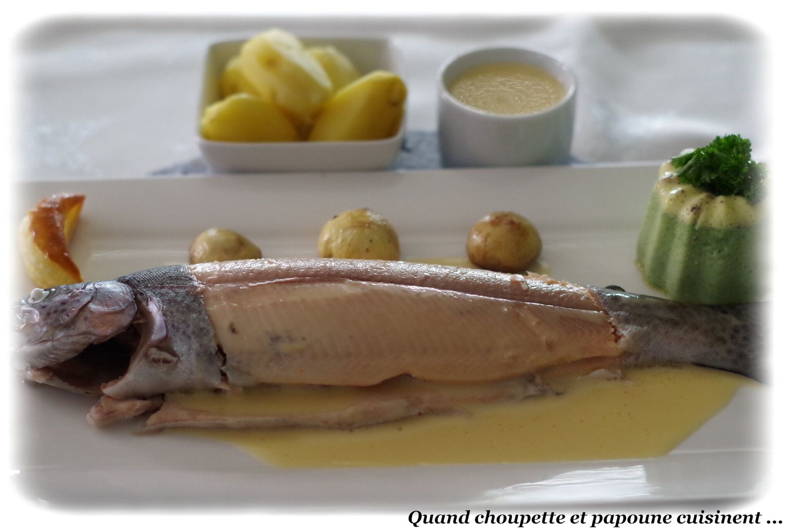 TRUITE AU RIESLING ET FLAN DE PERSIL