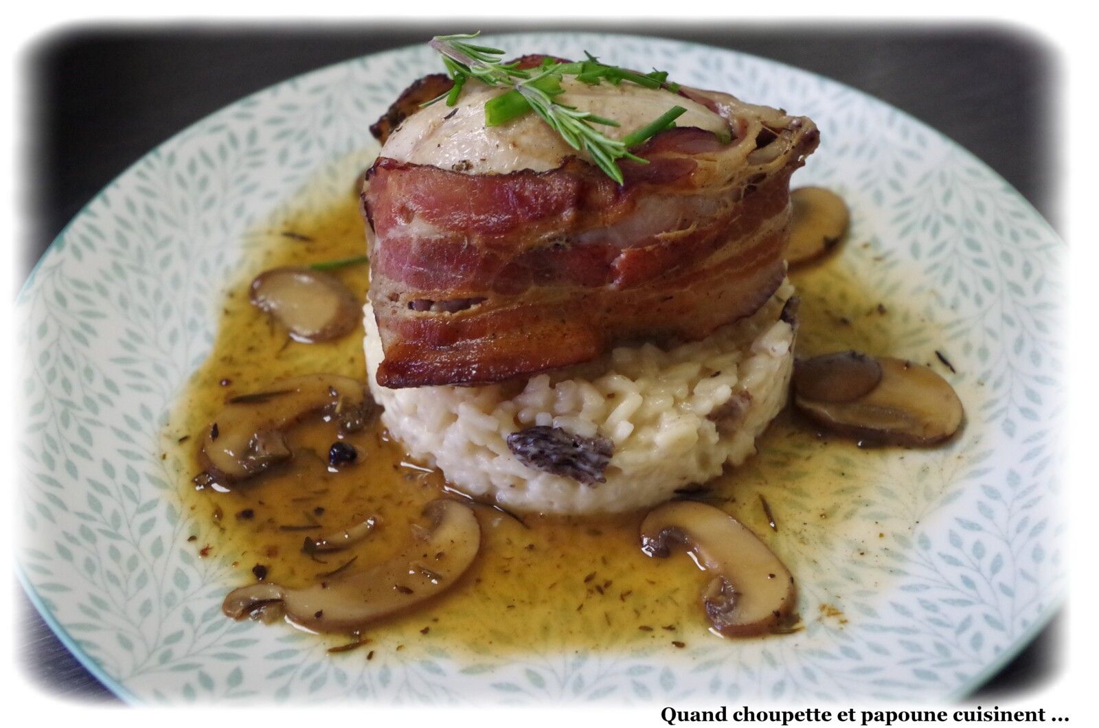 CAILLES AUX CHAMPIGNONS ET SON RISOTTO AUX MORILLES