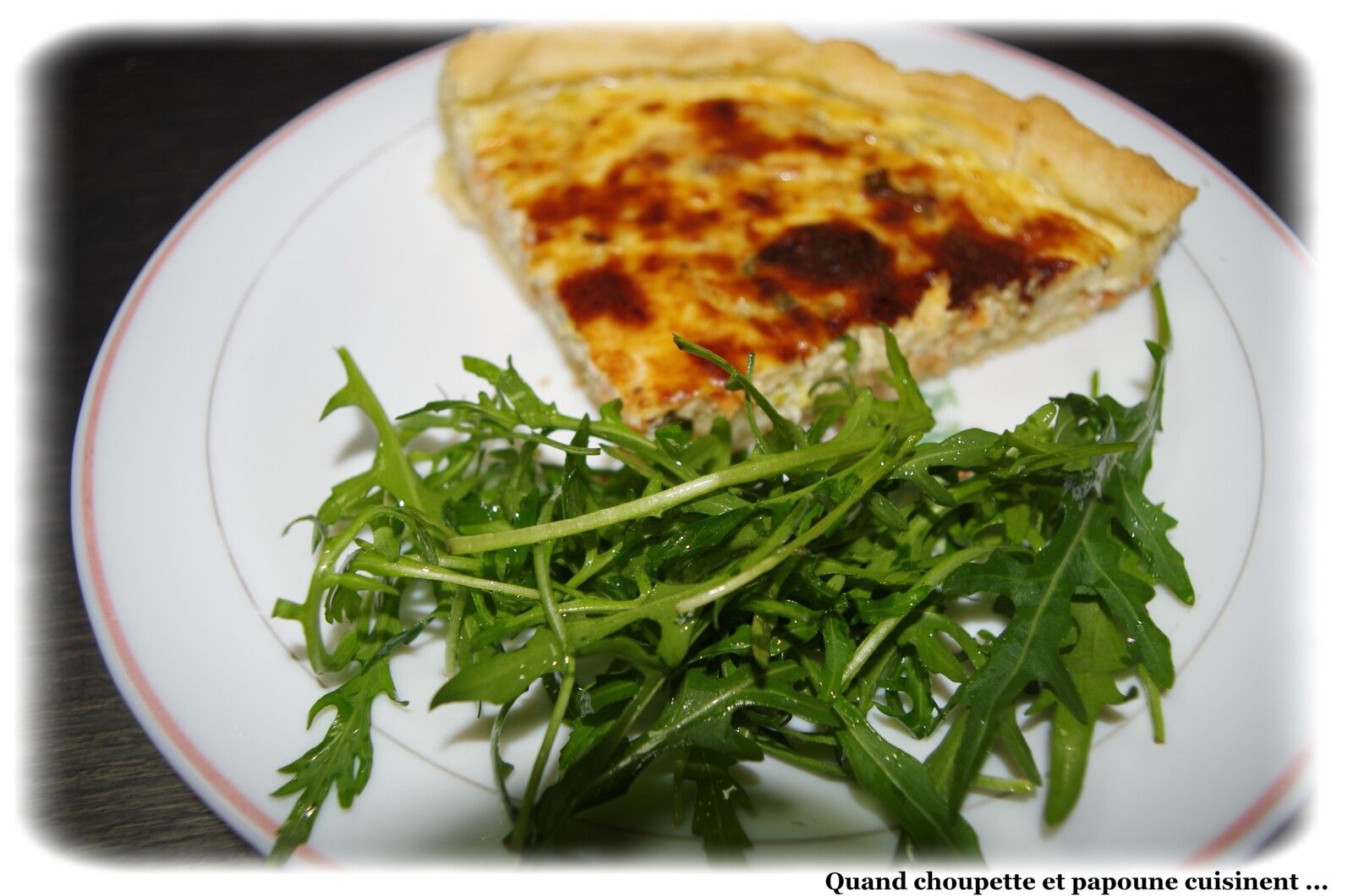 QUICHE AUX POIREAUX, TRUITE FUMEE ET PARMESAN