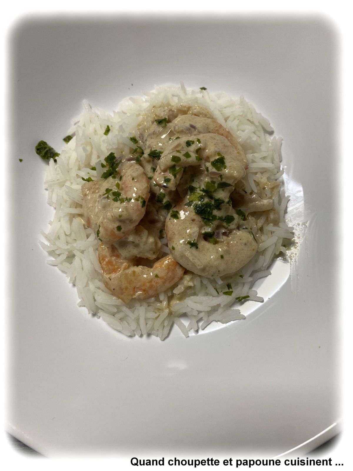 CREVETTES QU LAIT DE COCO ET CURRY VERT