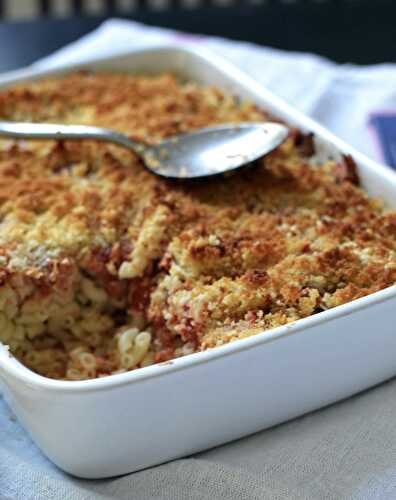 Gratin de coquillettes tomate et thon