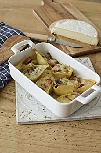 Conchiglioni farcies aux champignons, lardons et reblochon