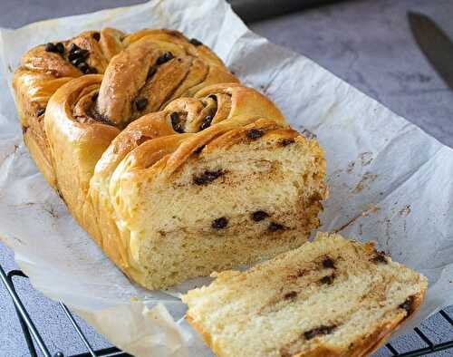 Brioche roulée à la cannelle et pépites de chcocolat