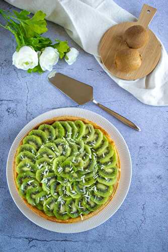 Tarte au chocolat blanc et aux kiwis