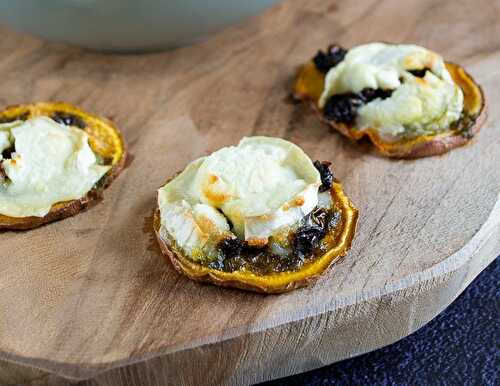 Tartines de patates douces au chèvre et au pesto