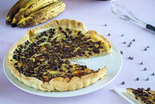 Tarte fondante aux bananes et pépites de chocolat