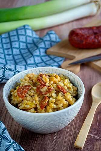 Risotto poireaux et chorizo