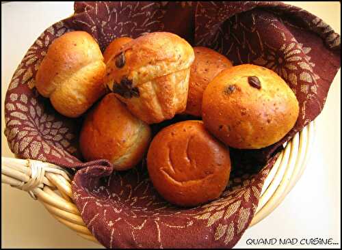 Briochettes aux noisettes et pépites de chocolat ou fourrées au Nutella