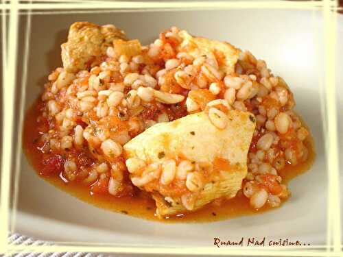 Fricassée de poulet et de blé au curry