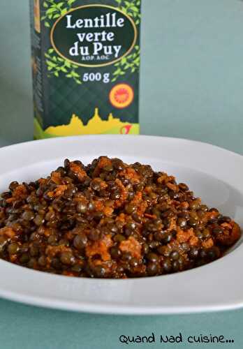 Lentilles vertes du Puy à la bolognaise