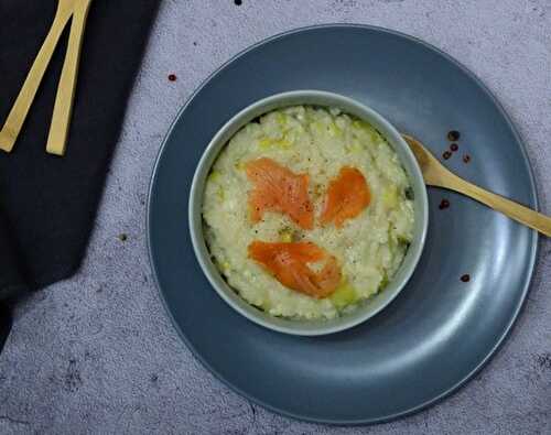 Risotto aux poireaux et saumon fumé