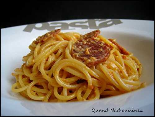 Spaghettis à la crème de chorizo - Quand Nad cuisine...