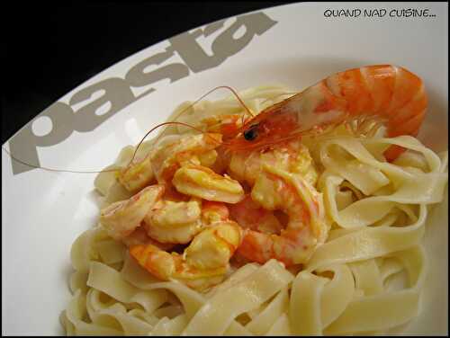 Tagliatelles aux crevettes safranées