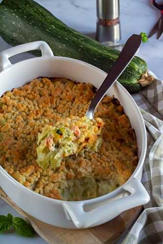 Crumble de courgettes à la truite fumée