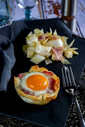 Tartelettes à l'oeuf et au jambon cru