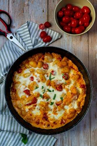 Gratin de gnocchis aux tomates cerises mascarpone et mozzarella