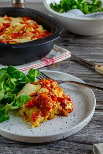 Gratin de ravioles aux poivrons