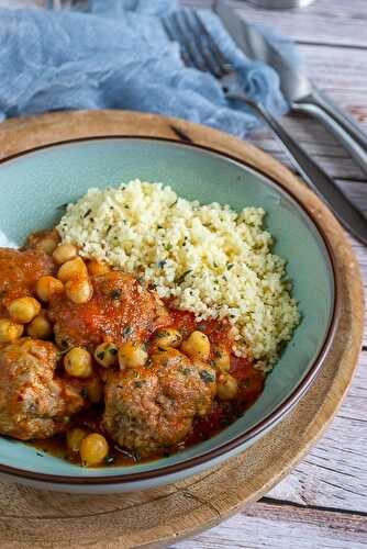 Boulettes de viande sauce tomate et pois chiches