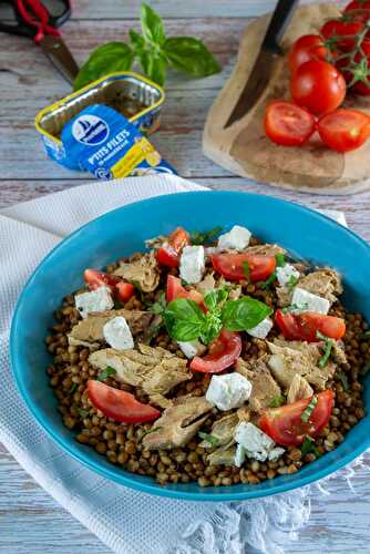 Salade de lentilles maquereaux et feta