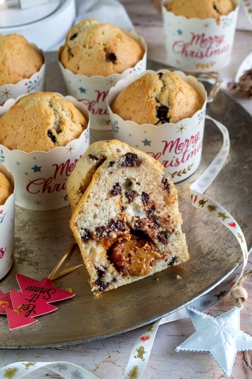 Muffins aux pépites et coeur de spéculoos