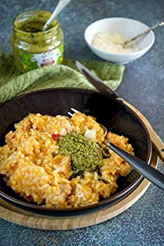 Risotto au poulet et pesto