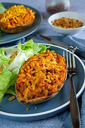 Patates douces farcies au boeuf et au cheddar