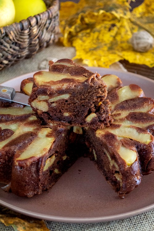 Gâteau pommes et chocolat au mascarpone