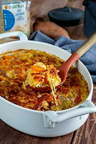 Gratin de riz à la patate douce et au chorizo