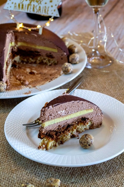 Entremets chocolat vanille et praliné