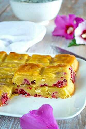 Brownie fondant chocolat blanc & framboises