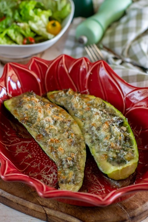 Courgette farcie aux champignons