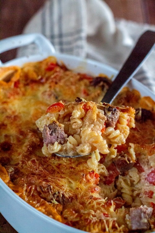 Gratin de pâtes aux merguez