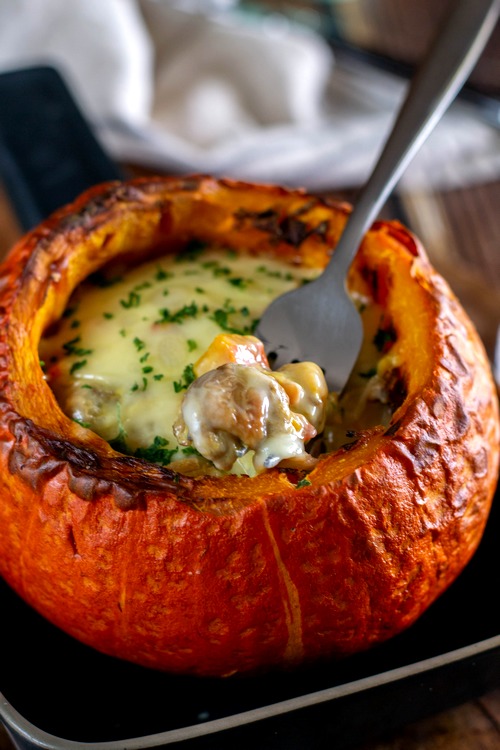 Potimarron farci aux cèpes