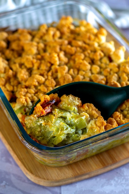 Crumble poireaux et chorizo