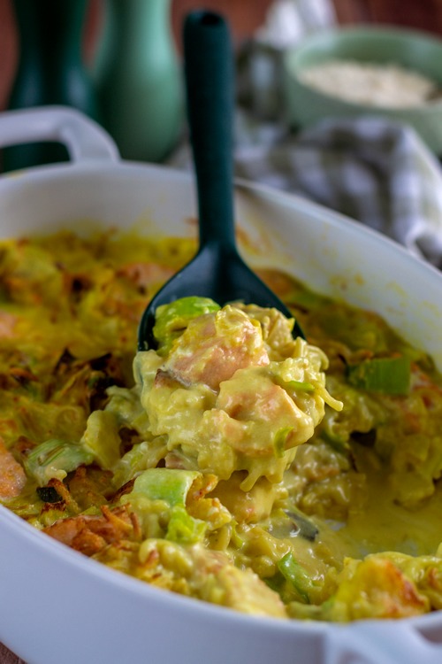 One pot pasta au four poireaux et saumon