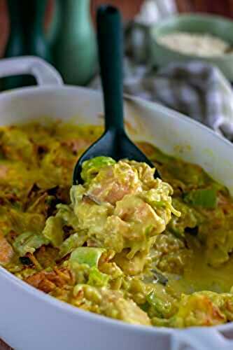 One pot pasta au four poireaux et saumon