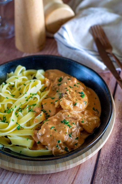 Poulet façon stroganoff