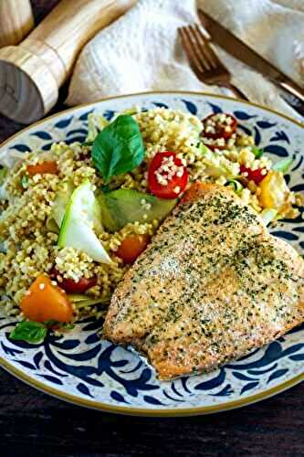 Salade de boulghour et courgettes au saumon