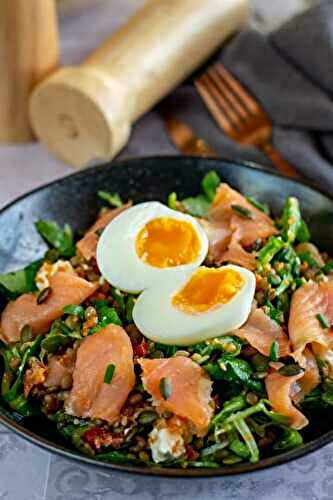 Salade de lentilles au saumon fumé
