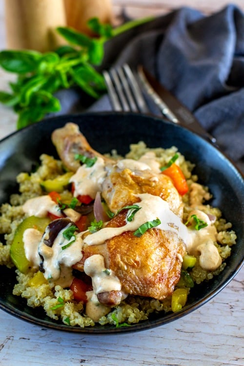 Poulet et légumes au four sauce au paprika fumé
